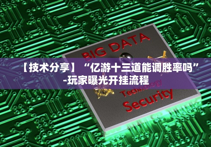 【技术分享】“亿游十三道能调胜率吗”-玩家曝光开挂流程
