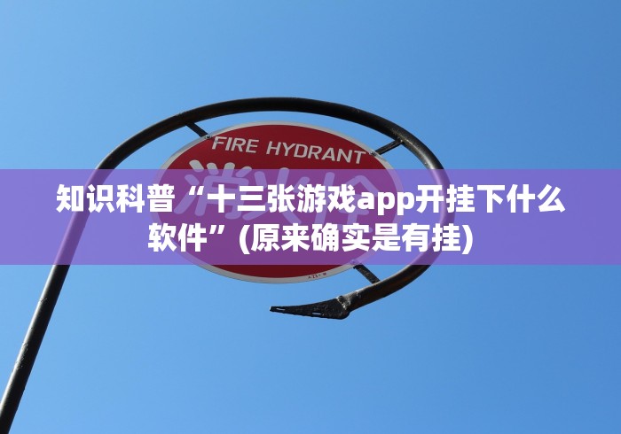 知识科普“十三张游戏app开挂下什么软件”(原来确实是有挂)