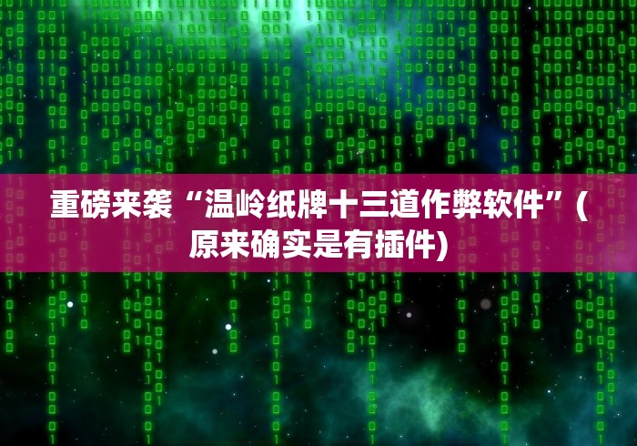 重磅来袭“温岭纸牌十三道作弊软件”(原来确实是有插件)