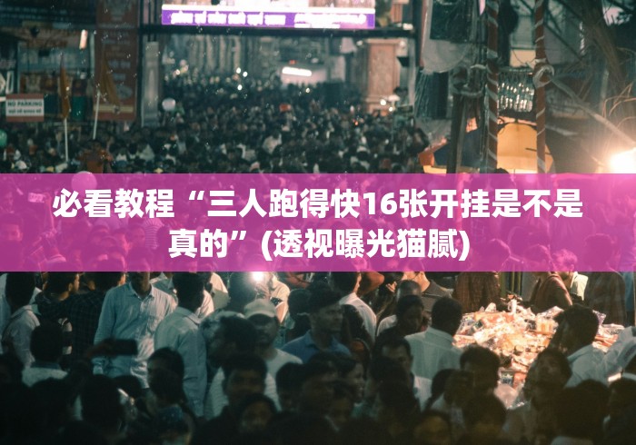 必看教程“三人跑得快16张开挂是不是真的”(透视曝光猫腻)