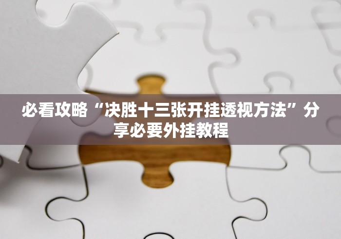 必看攻略“决胜十三张开挂透视方法”分享必要外挂教程