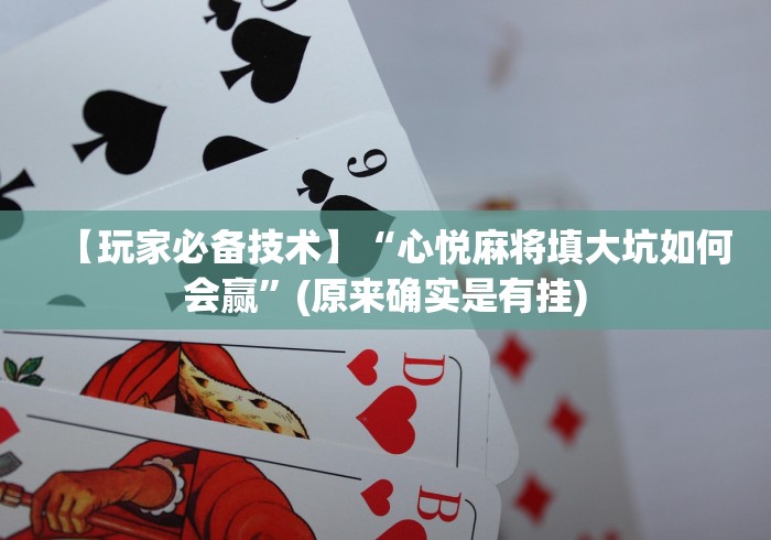 【玩家必备技术】“心悦麻将填大坑如何会赢”(原来确实是有挂)